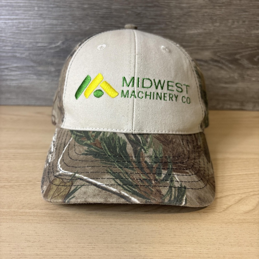 Midwest Machinery Co Hat Cap Strap Back Tan Camo Embroidered John Deere Mens